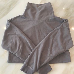 Alo Yoga, Crop Turtle Neck Sweatshirt, Eggplant, Size: Small